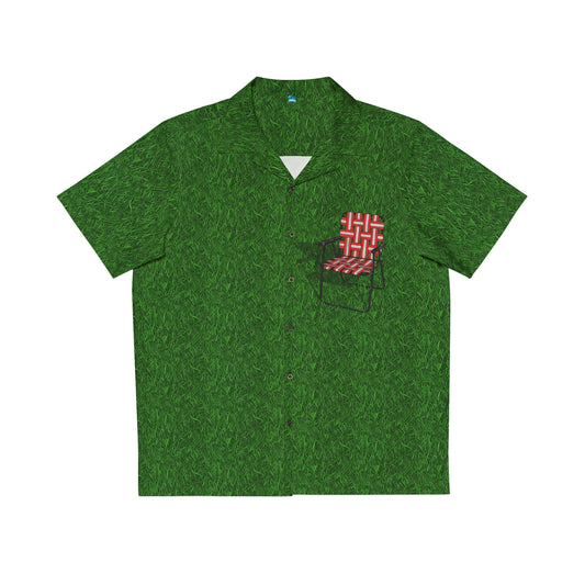 Green Grass & Lawn Chair Aloha Shirt by Studio Ten Design (Front)