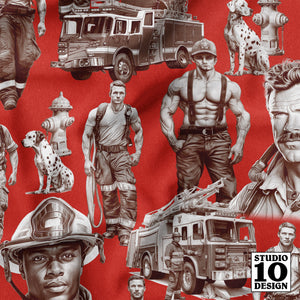 Handsome Fire Fighters (Red) Fabric