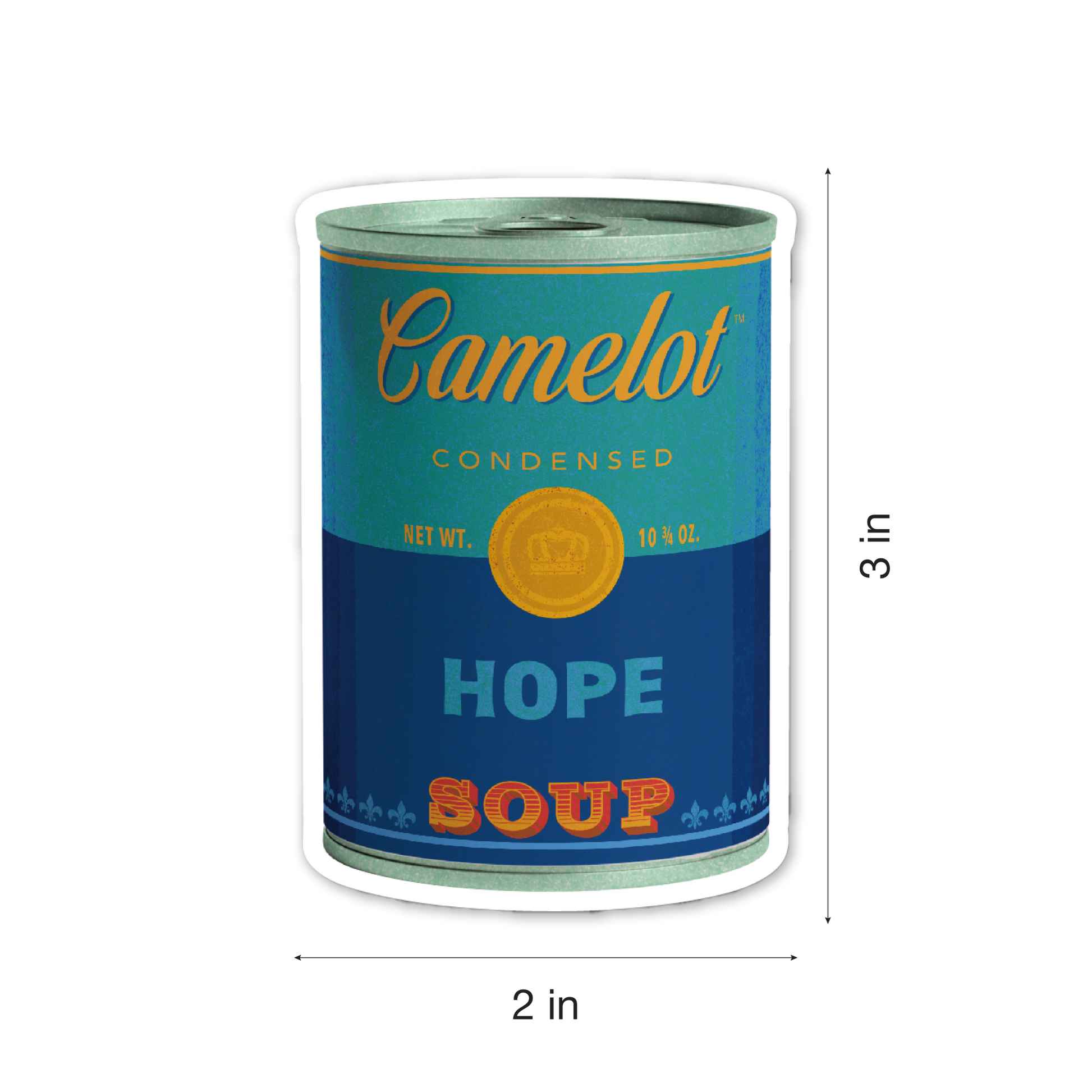 Camelot Brand Hope Soup Kiss-Cut Vinyl Sticker (2 x 3 inches) by Studio Ten Design