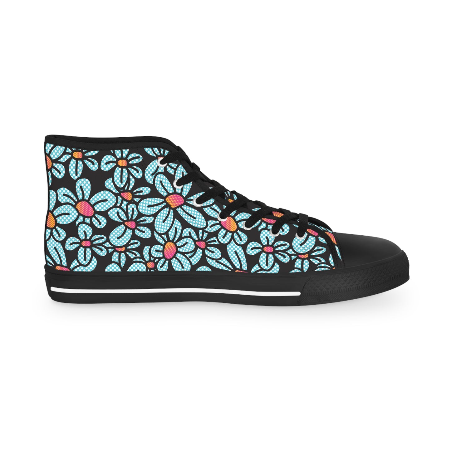 Flower Pop! Black Men's High-Top Sneakers by Studio Ten Design