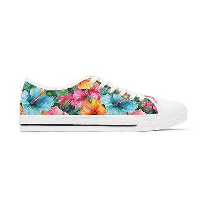 Watercolor Hibiscus (Light #2) Women's Low-Top Sneakers