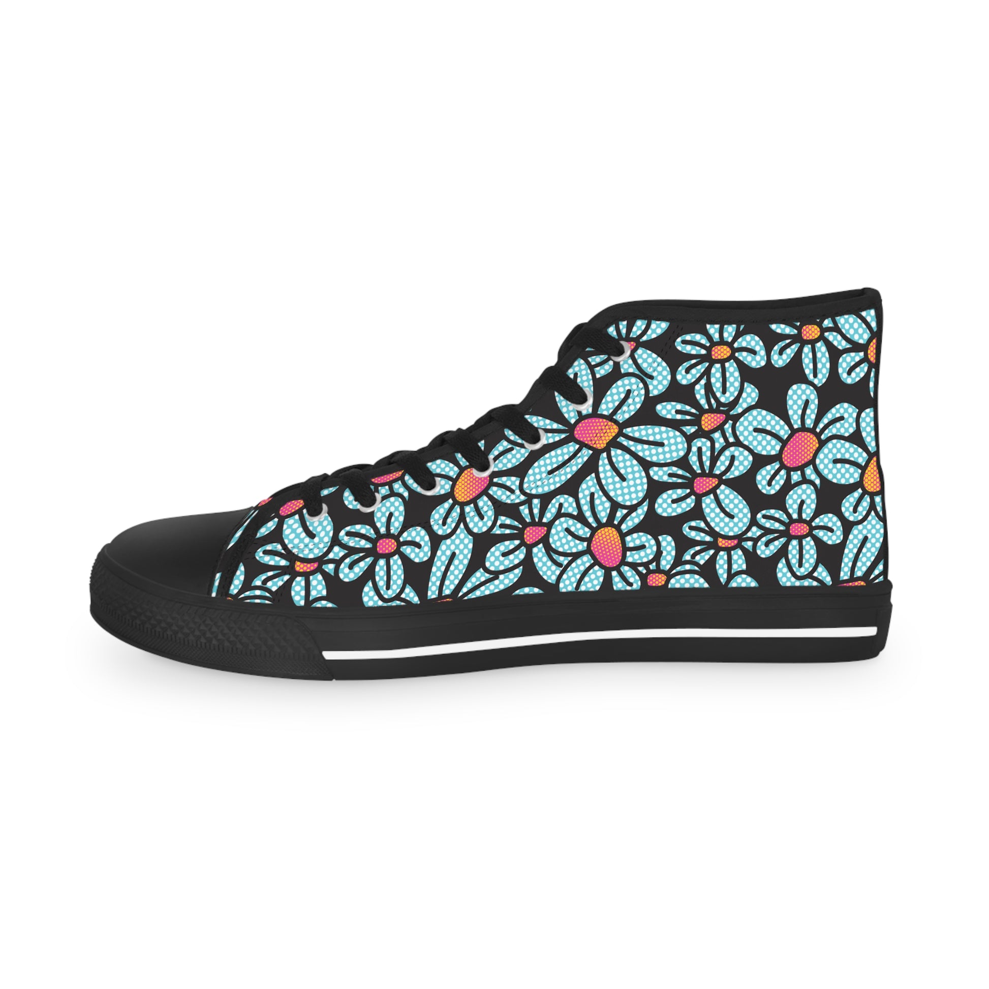 Flower Pop! Black Men's High-Top Sneakers by Studio Ten Design