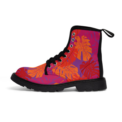 Monstera Madness Jungle Fire Women's Canvas Boots by Studio Ten Design