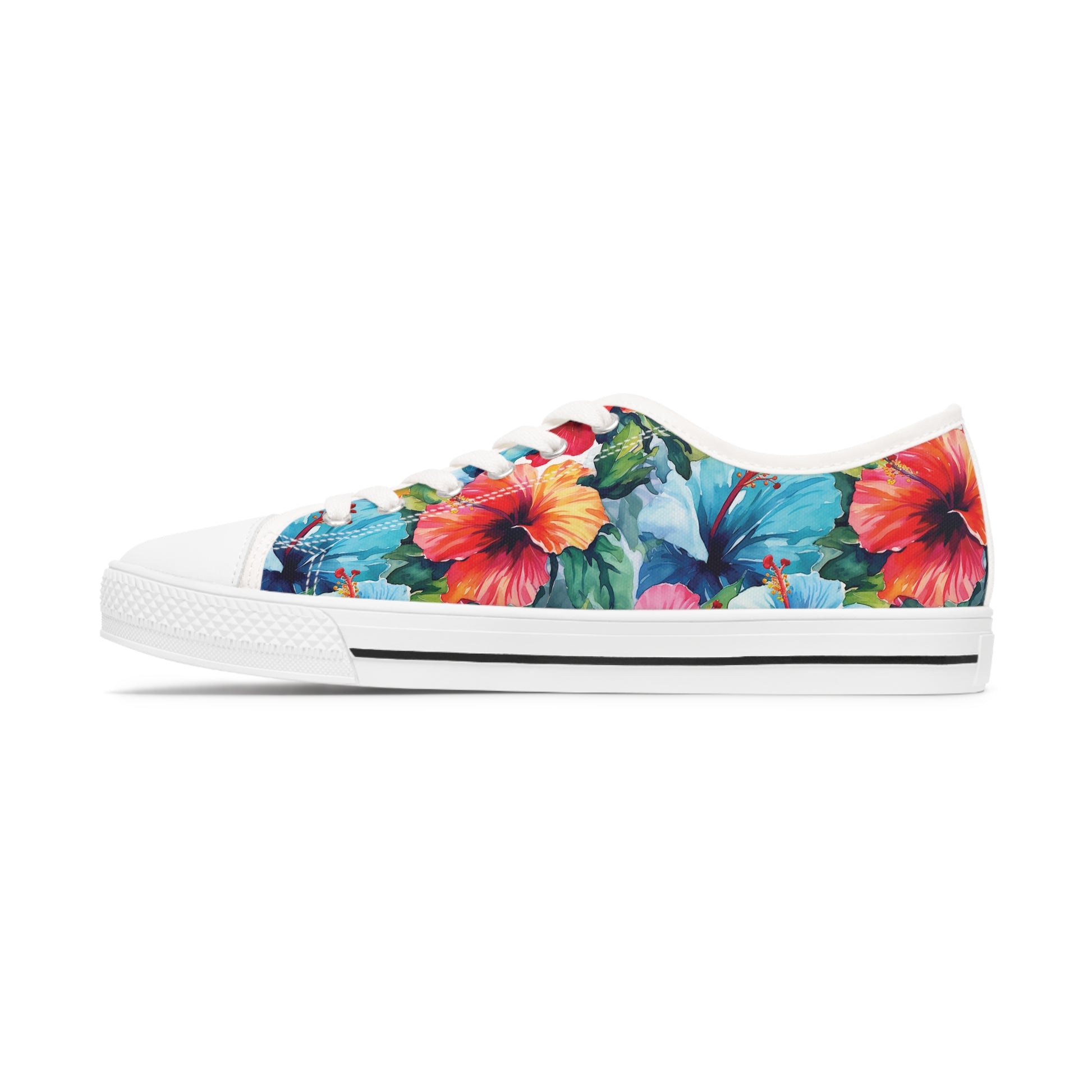 Watercolor Hibiscus (Light #4) Women's Low Top Sneakers (White) by Studio Ten Design