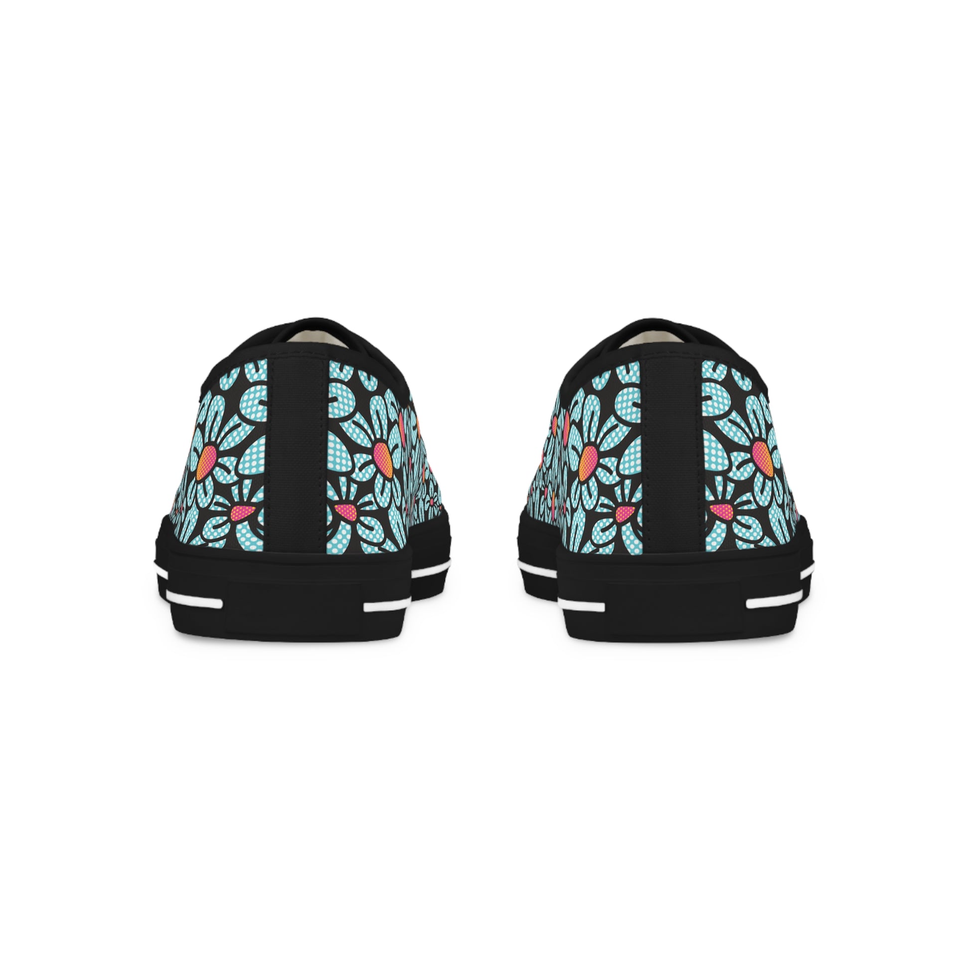 Flower Pop! Black Men's Low-Top Sneakers by Studio Ten Design