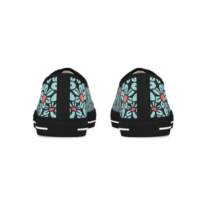 Flower Pop! Black Men's Low-Top Sneakers by Studio Ten Design