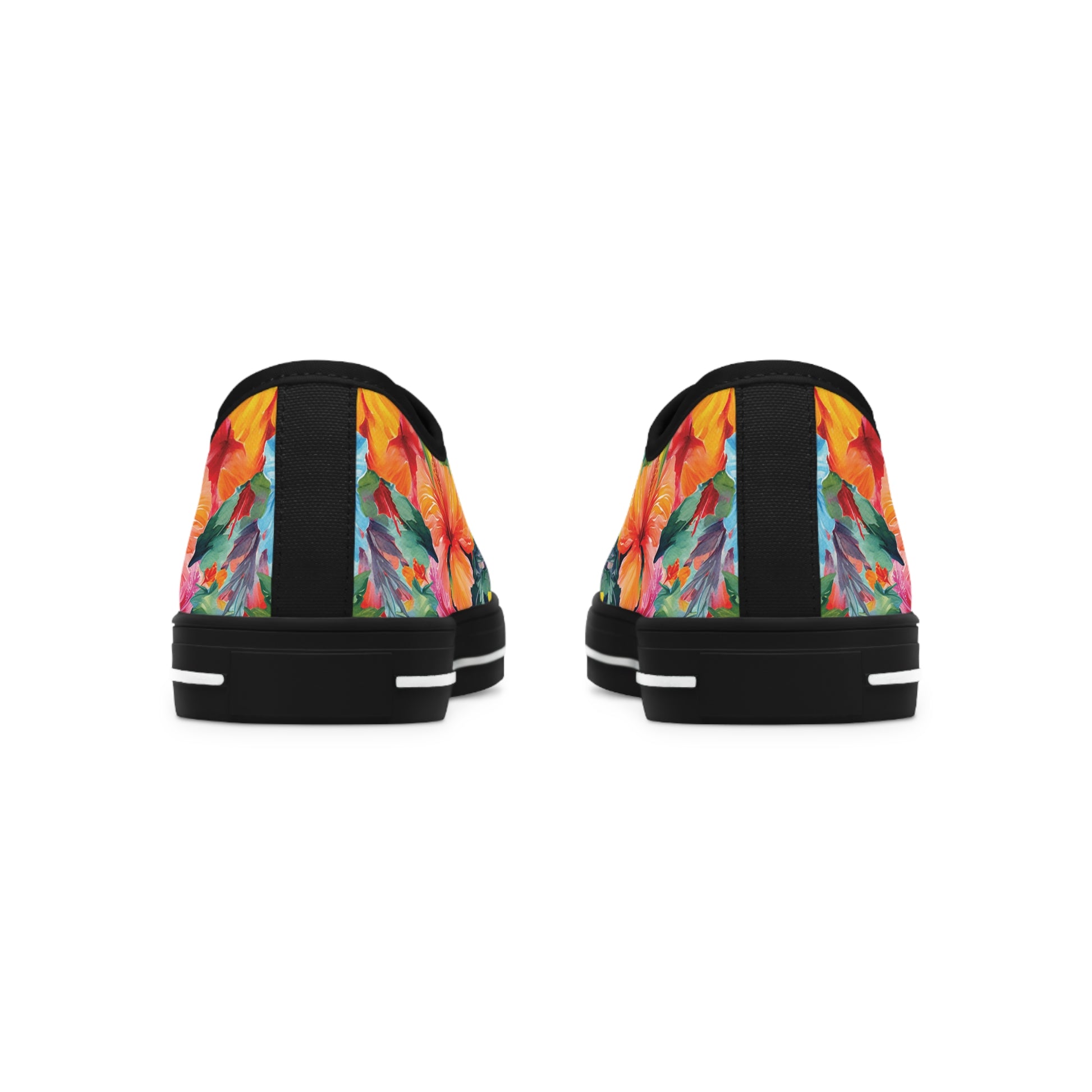 Watercolor Hibiscus (Light #3) Women's Low Top Sneakers (Black) by Studio Ten Design