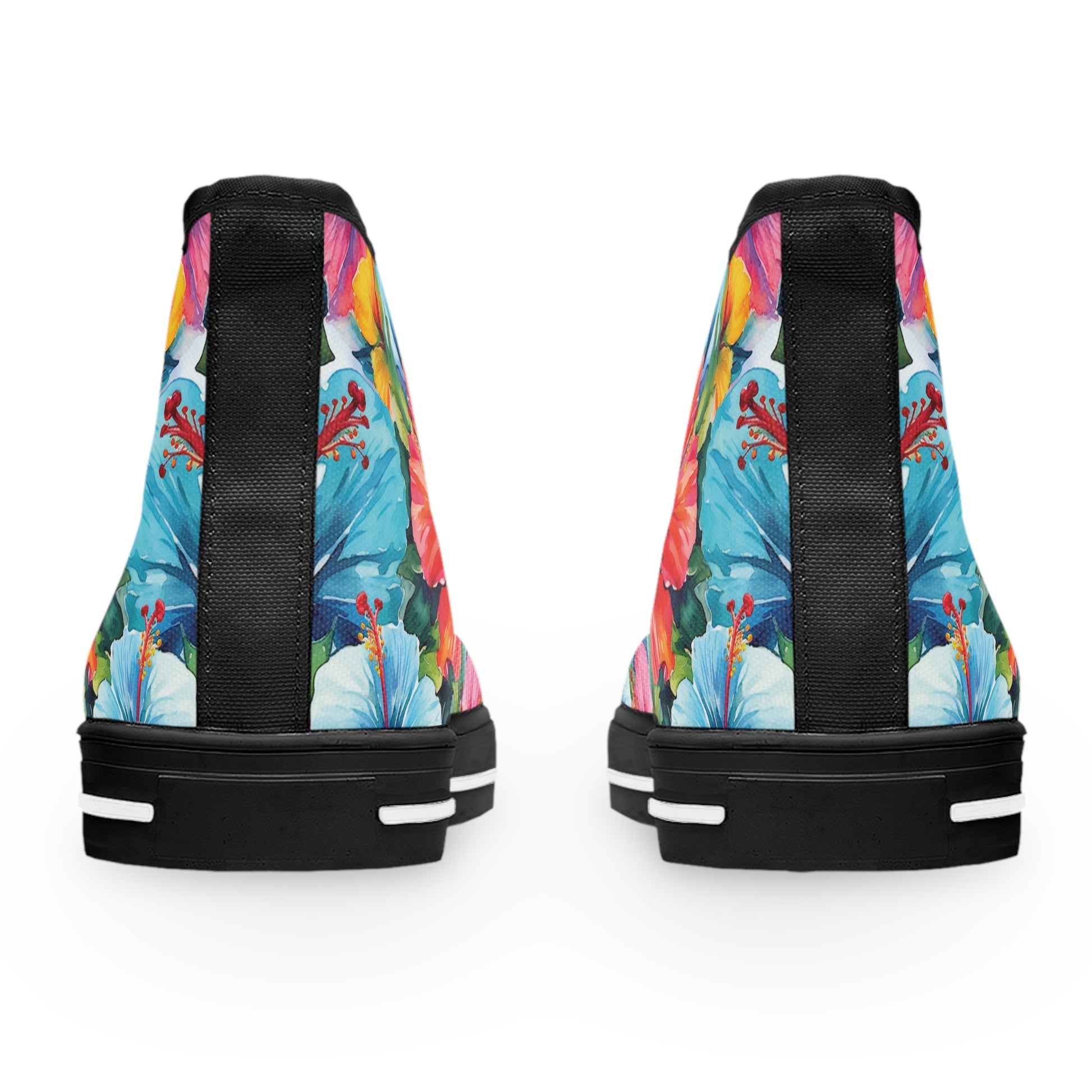 Watercolor Hibiscus (Light #4) Women's High-Top Sneakers (Black) by Studio Ten Design