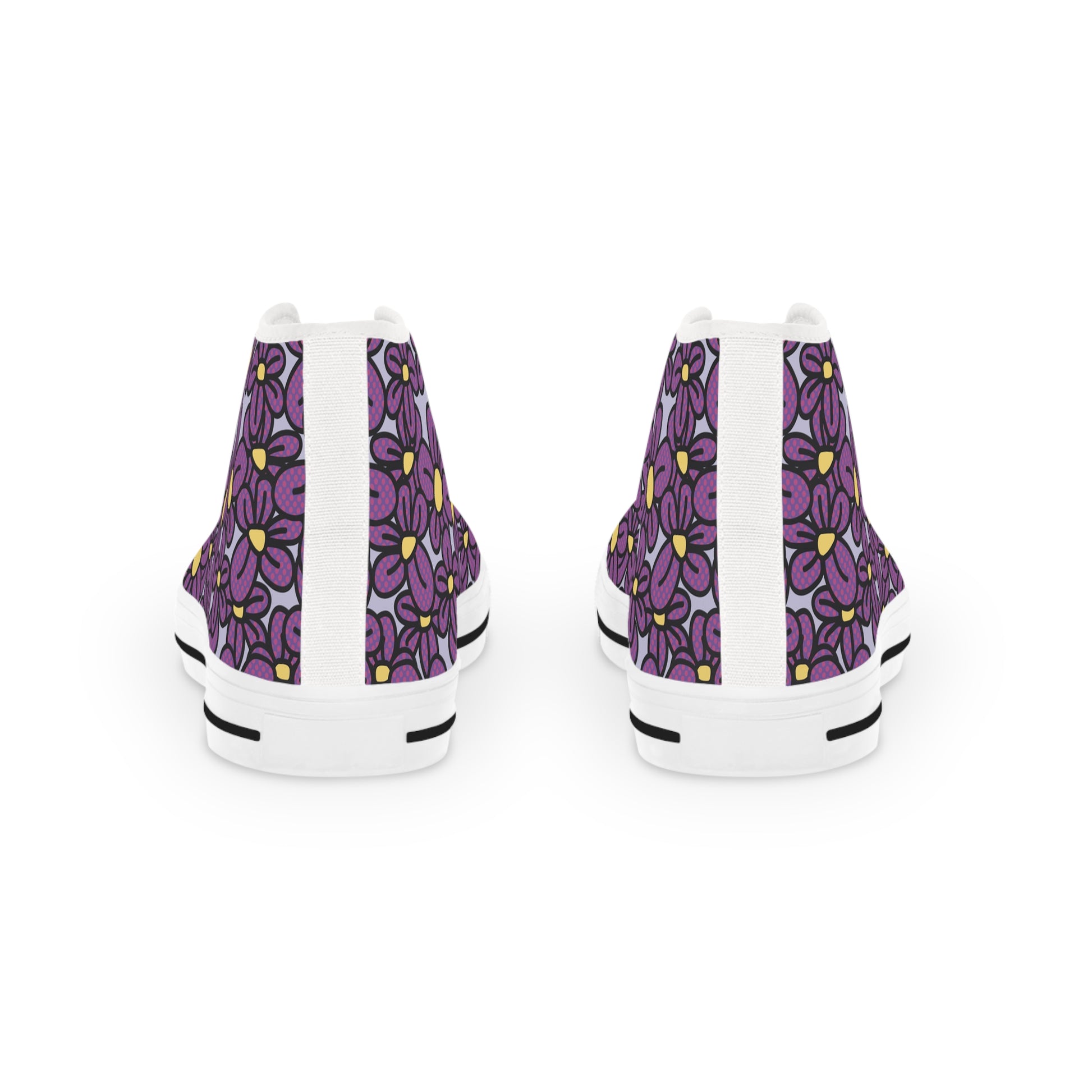 Flower Pop! Lavender Men's High-Top Sneakers (White)