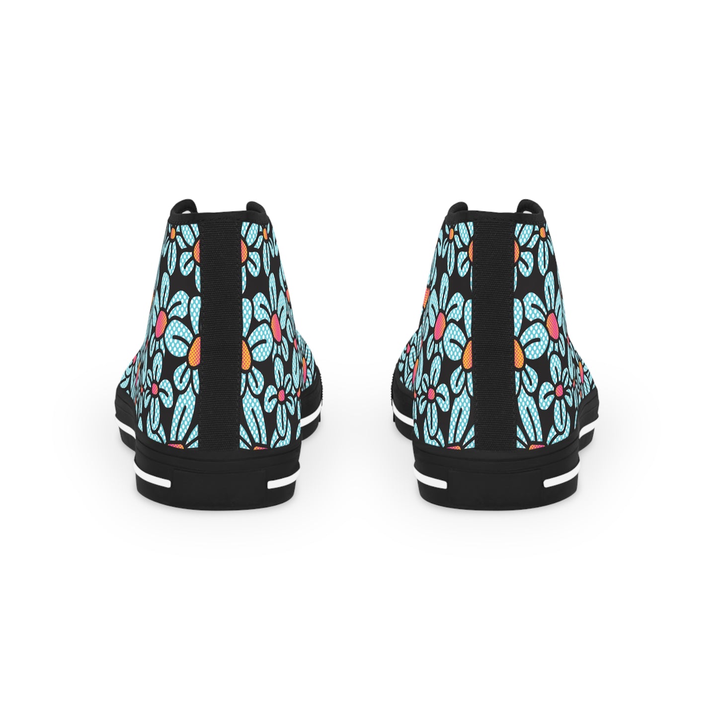 Flower Pop! Black Men's High-Top Sneakers by Studio Ten Design