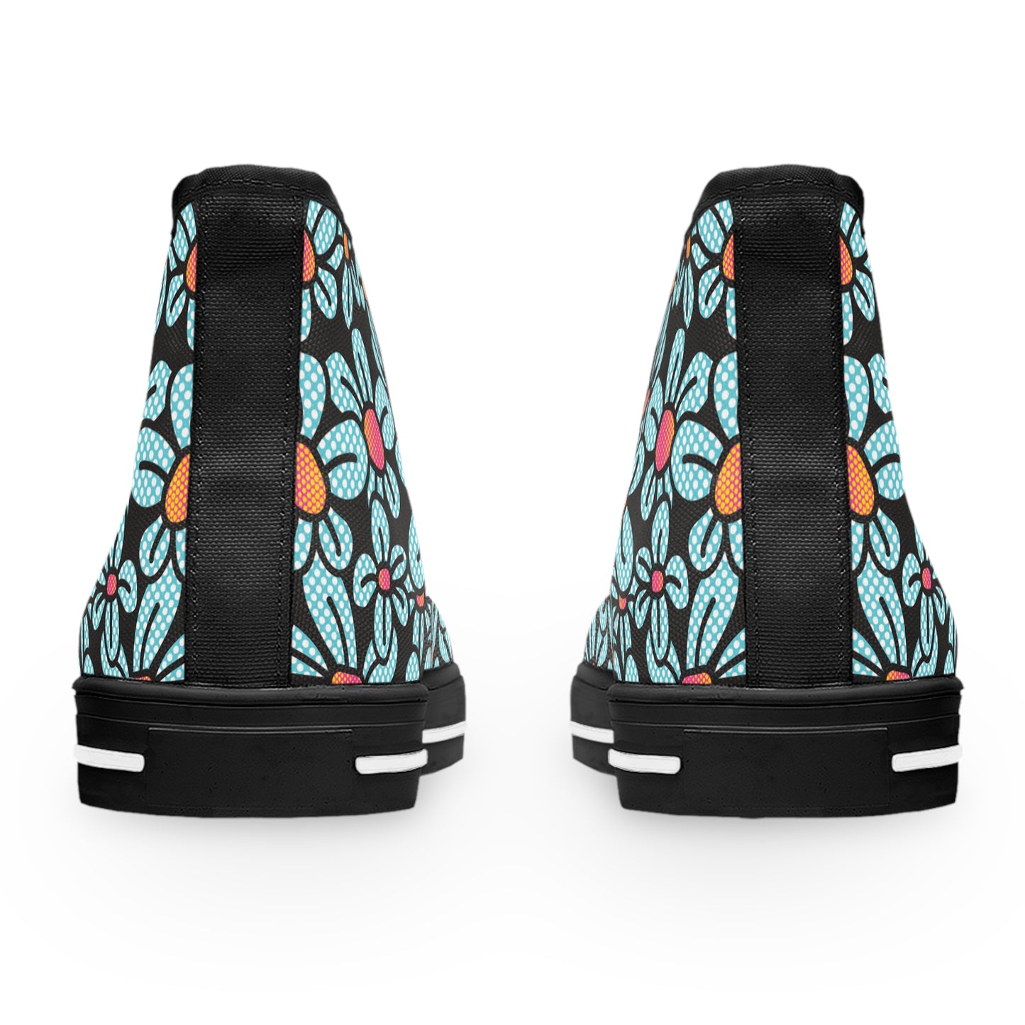 Flower Pop! Black Women's High-Top Sneakers by Studio Ten Design