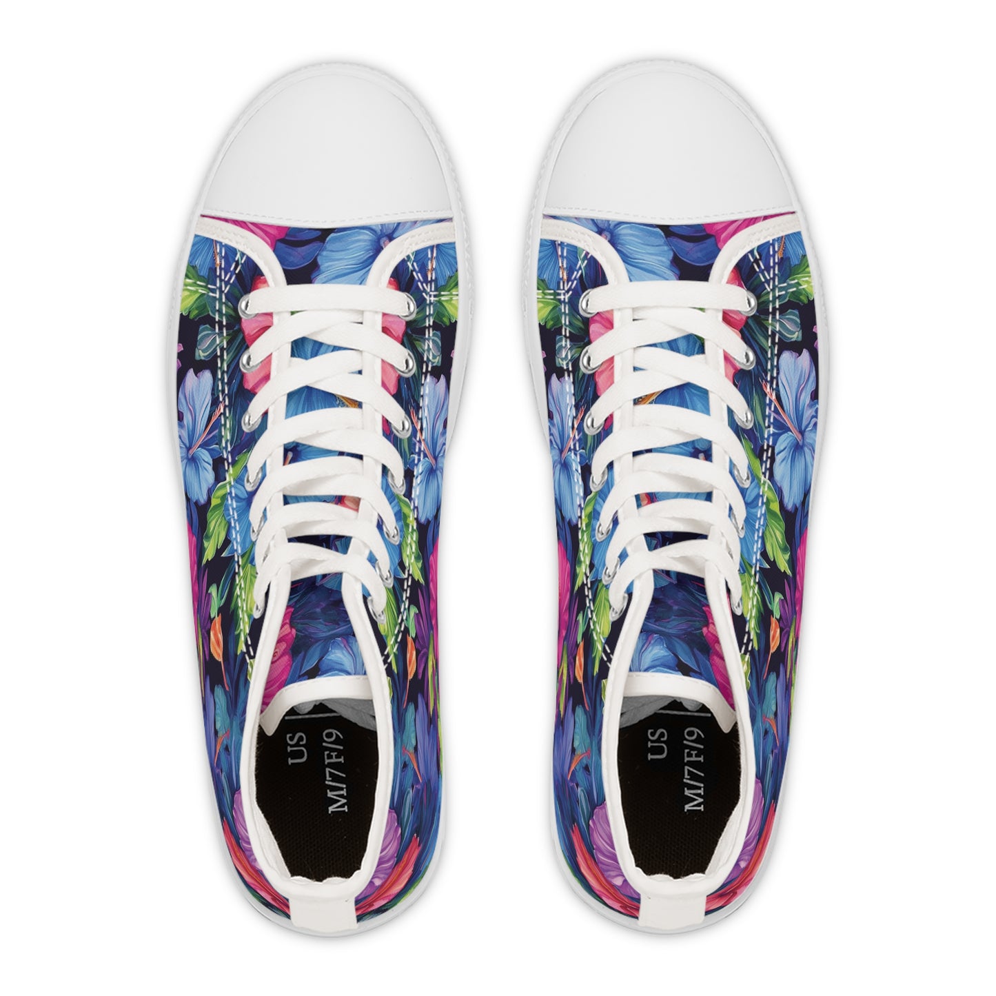 Watercolor Hibiscus (Dark #4) Women's High-Top Sneakers