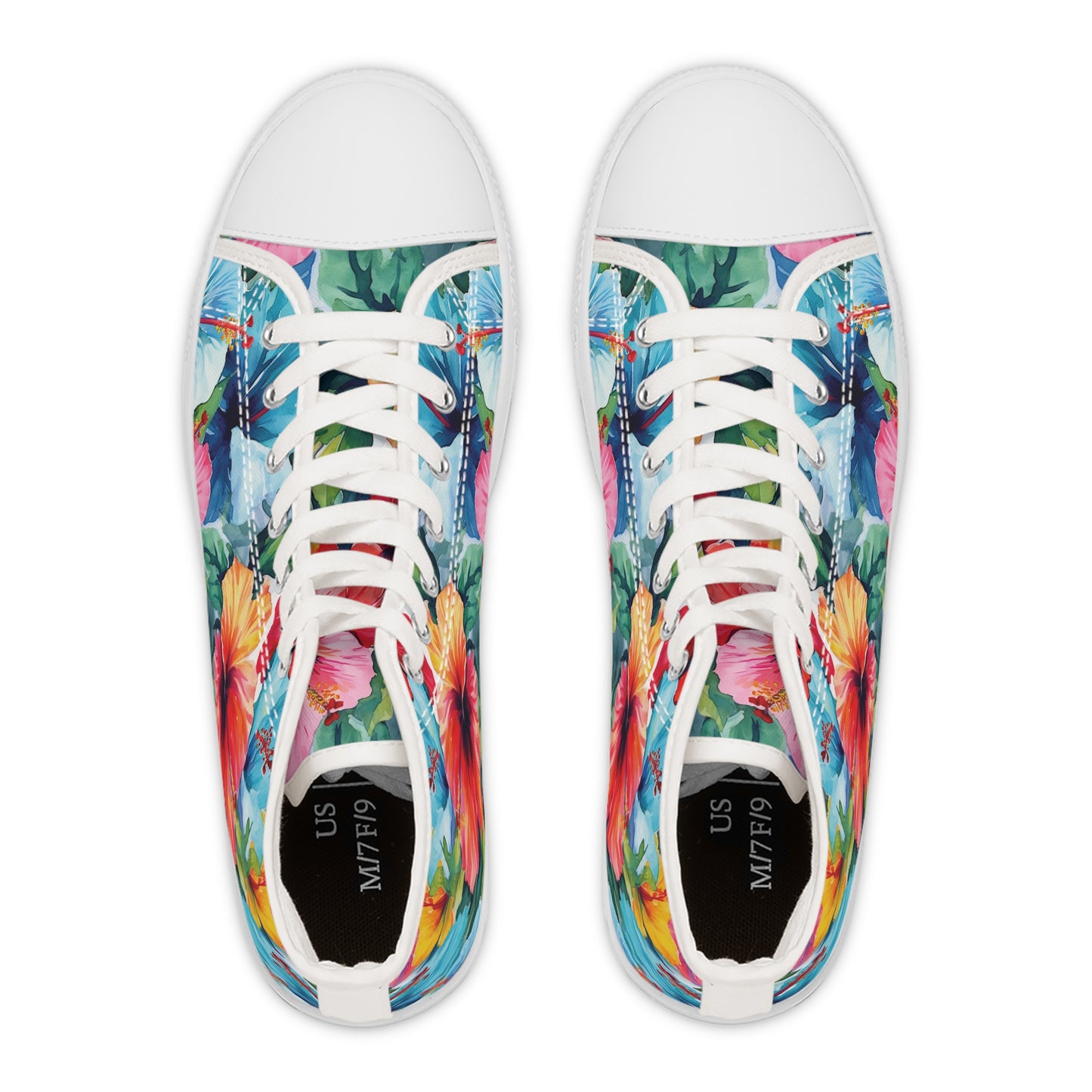 Watercolor Hibiscus (Light #4) Women's High-Top Sneakers (White) by Studio Ten Design