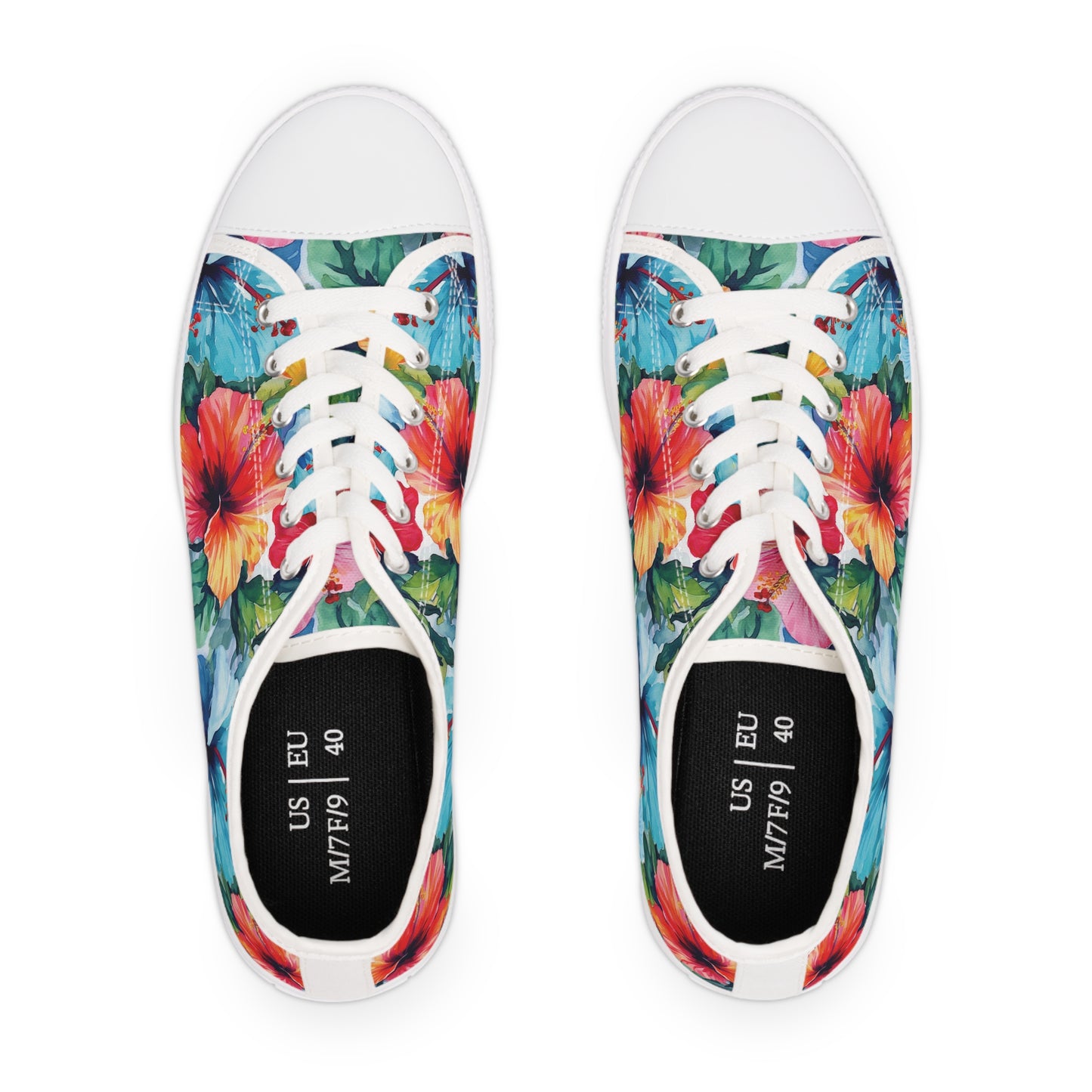 Watercolor Hibiscus (Light #4) Women's Low Top Sneakers (White) by Studio Ten Design