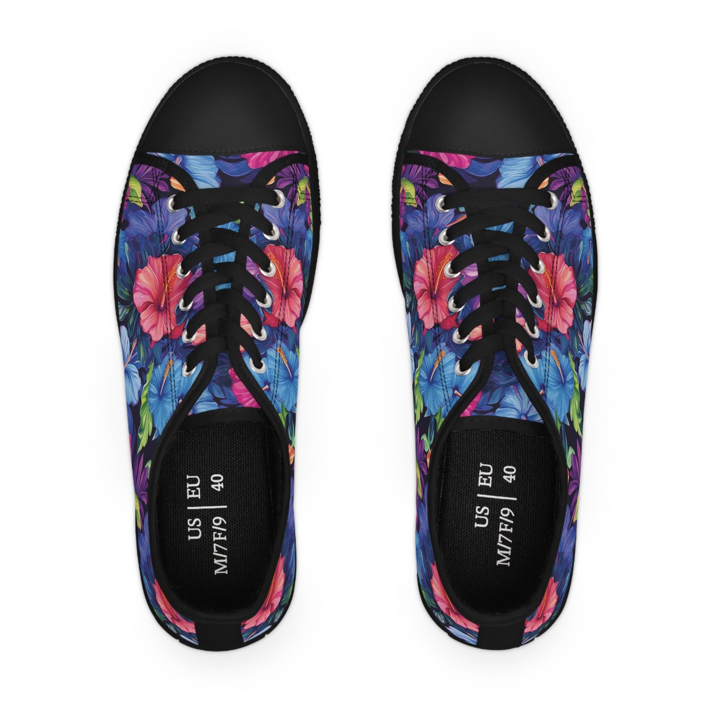 Watercolor Hibiscus (Dark #4) Women's Low Top Sneakers