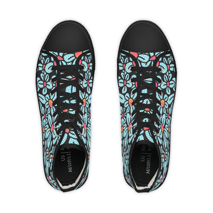 Flower Pop! Black Men's High-Top Sneakers by Studio Ten Design