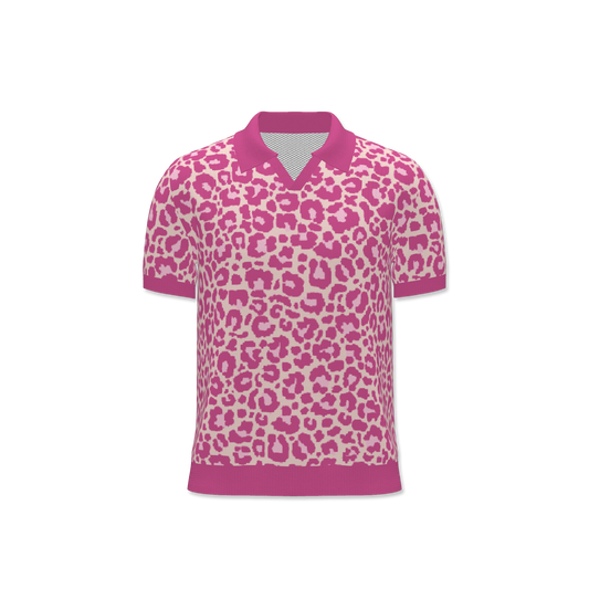 Leopard Lounge Mens V-Neck Polo Shirt by Studio Ten Design