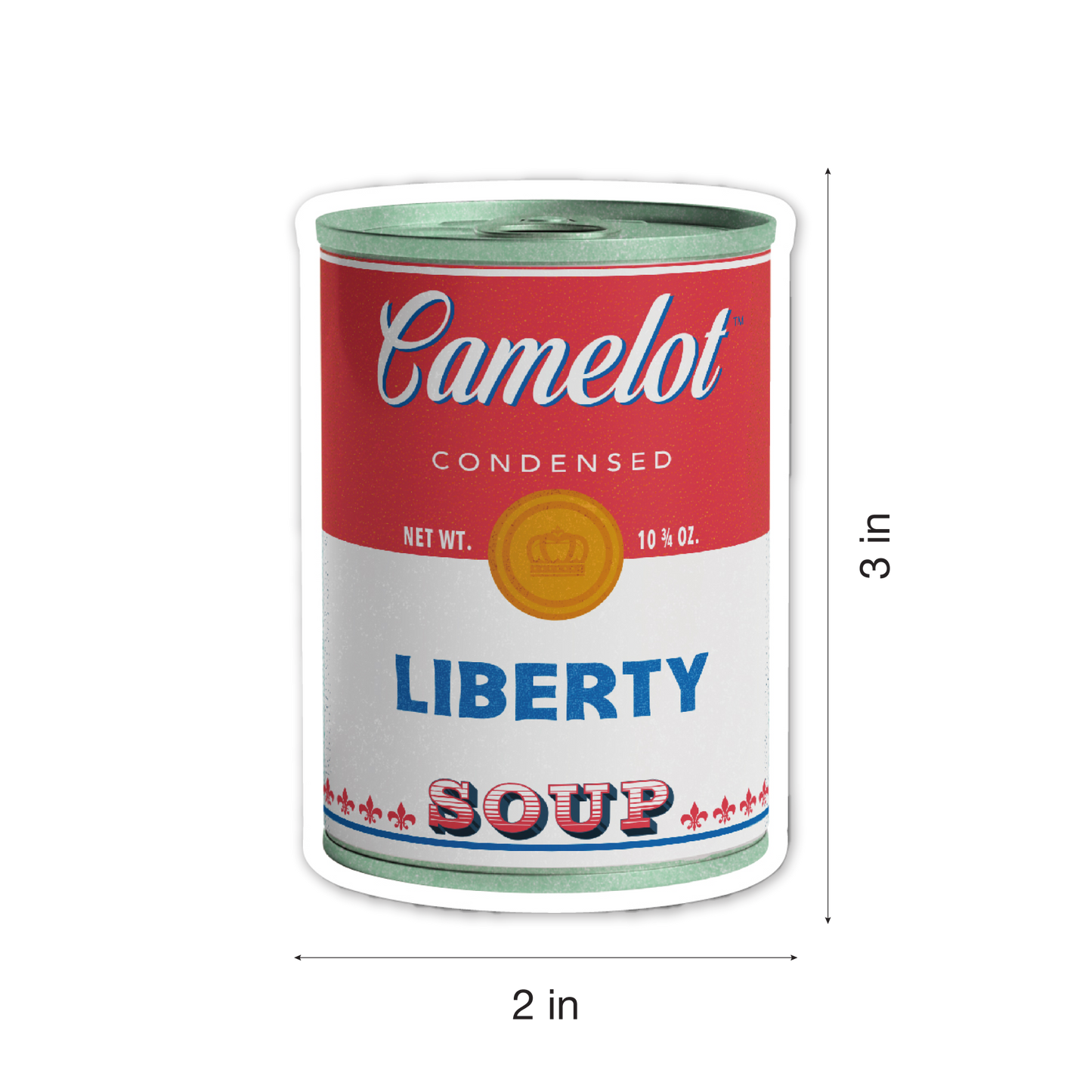 Camelot Brand Liberty Soup Kiss-Cut Vinyl Sticker (2 x 3 inches) by Studio Ten Design