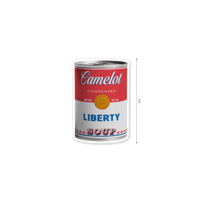 Camelot brand condensed Liberty Soup - 4 x 6 inch vinyl sticker by Studio Ten Design