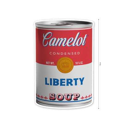 Camelot brand condensed Liberty Soup - 8 x 10 inch vinyl sticker by Studio Ten Design