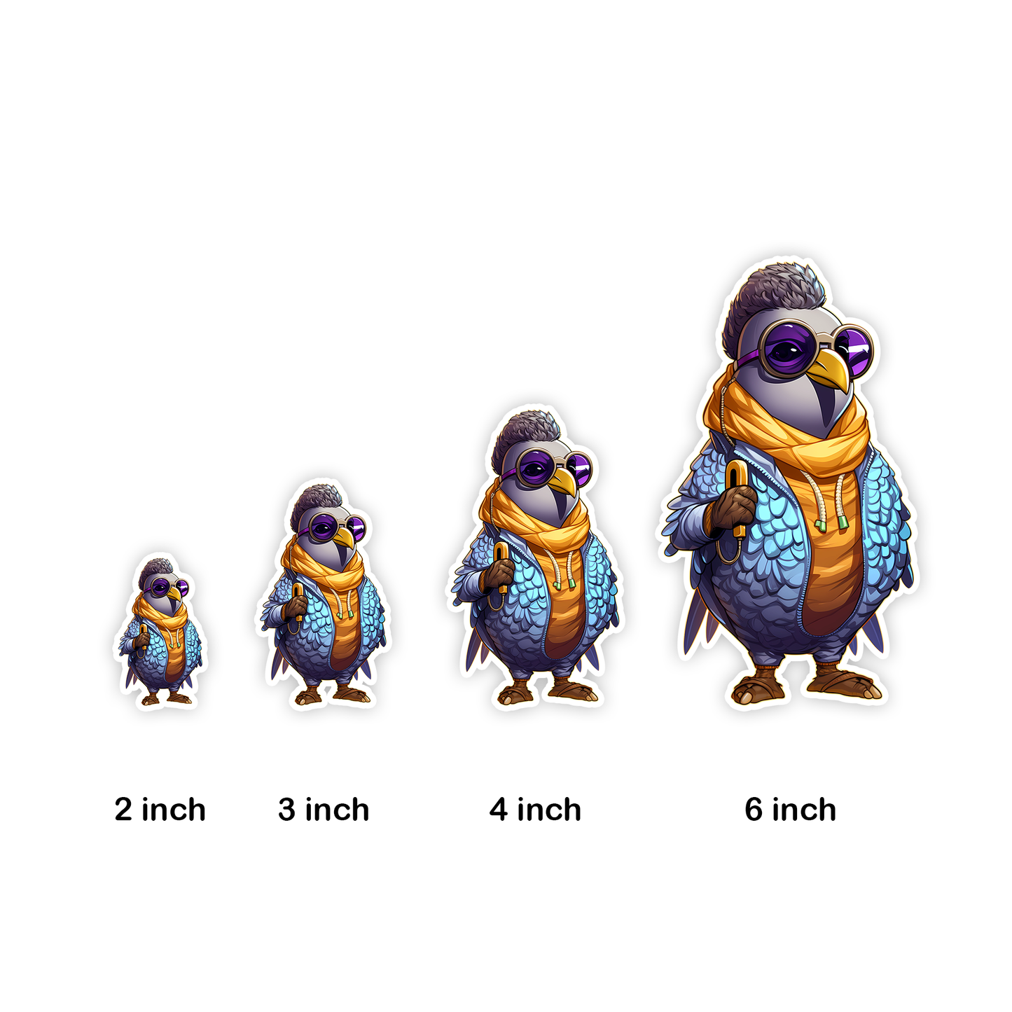 MC Coo Pigeon Rapper Sticker Sizes by Studio ten Design