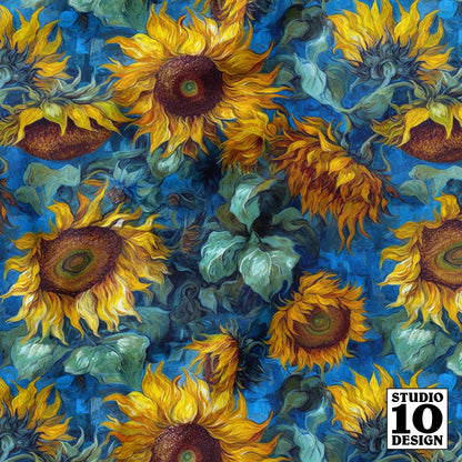 Sunflowers in Oils Printed Fabric by Studio Ten Design