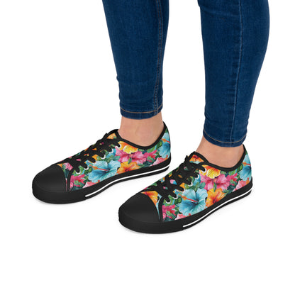 Watercolor Hibiscus (Light #2) Women's Low-Top Sneakers