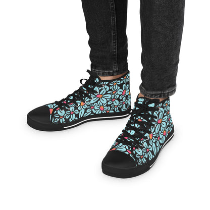 Flower Pop! Black Men's High-Top Sneakers by Studio Ten Design