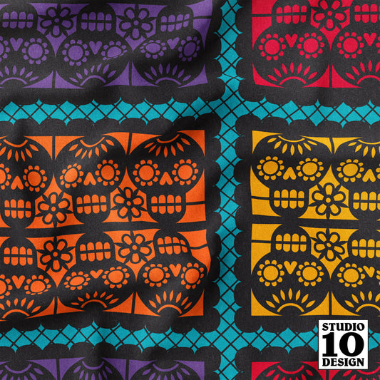 Dia de los Muertos Papel Picado Printed Fabric by Studio Ten Design