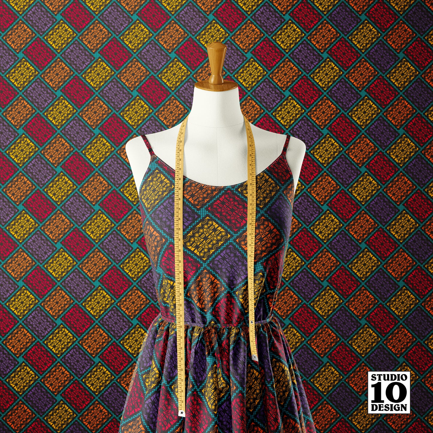 Dia de los Muertos Papel Picado (Bias) Printed Fabric by Studio Ten Design