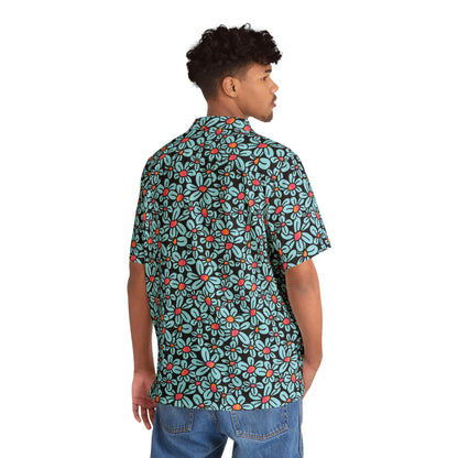 Flower Pop! Black Aloha Shirt by Studio Ten Design