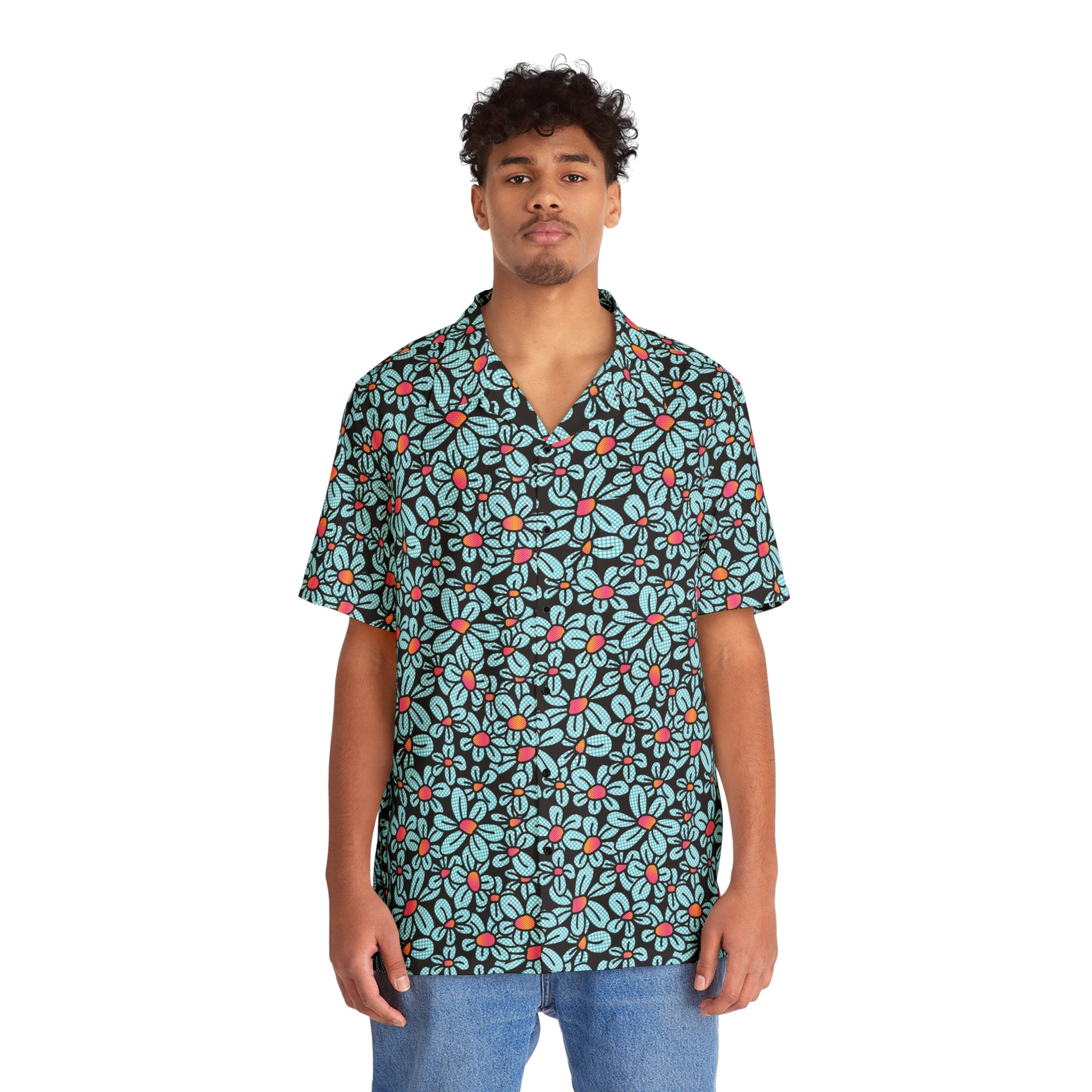 Flower Pop! Black Aloha Shirt by Studio Ten Design