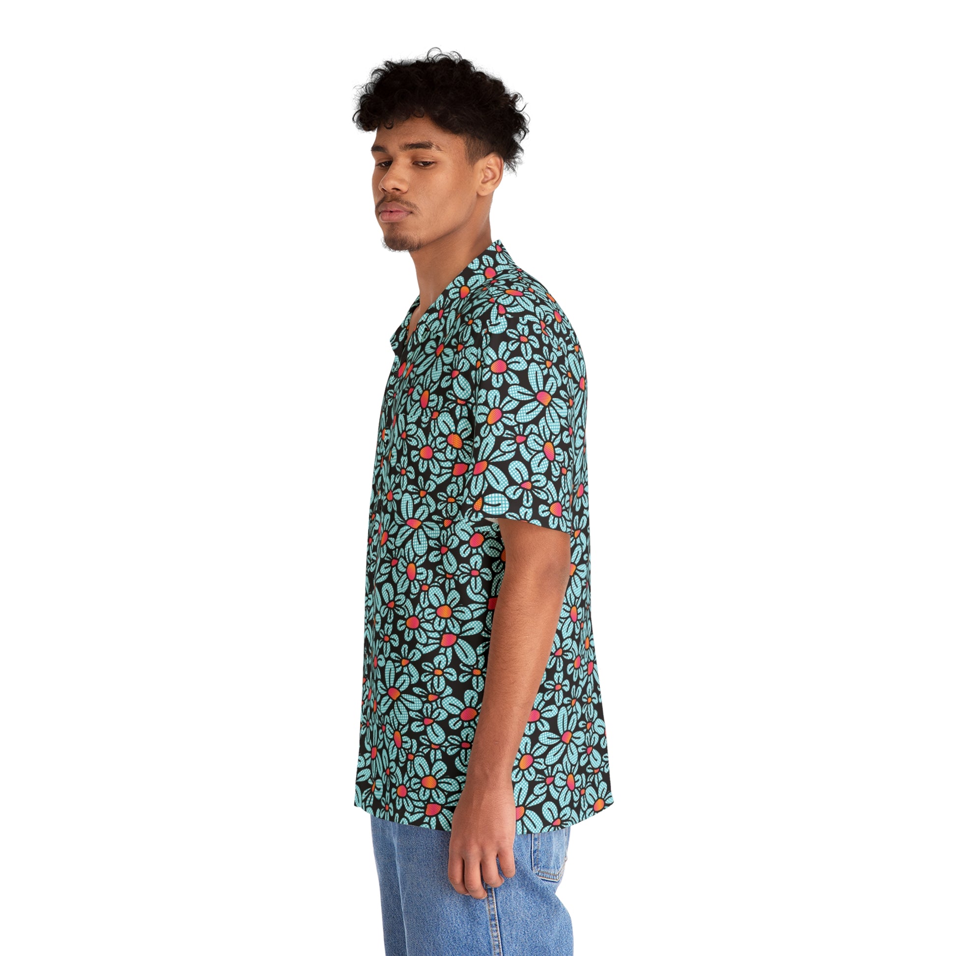 Flower Pop! Black Aloha Shirt by Studio Ten Design