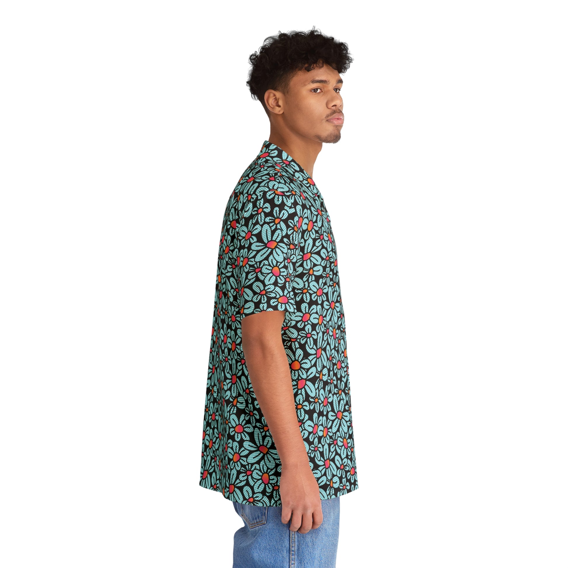 Flower Pop! Black Aloha Shirt by Studio Ten Design