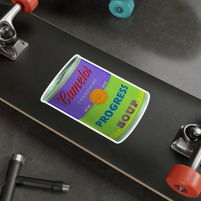 Camelot Brand Progress Soup Kiss-Cut Vinyl Decal (6 x 8 inches; shown on skateboard) by Studio Ten Design