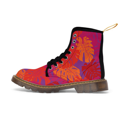Monstera Madness Jungle Fire Women's Canvas Boots by Studio Ten Design