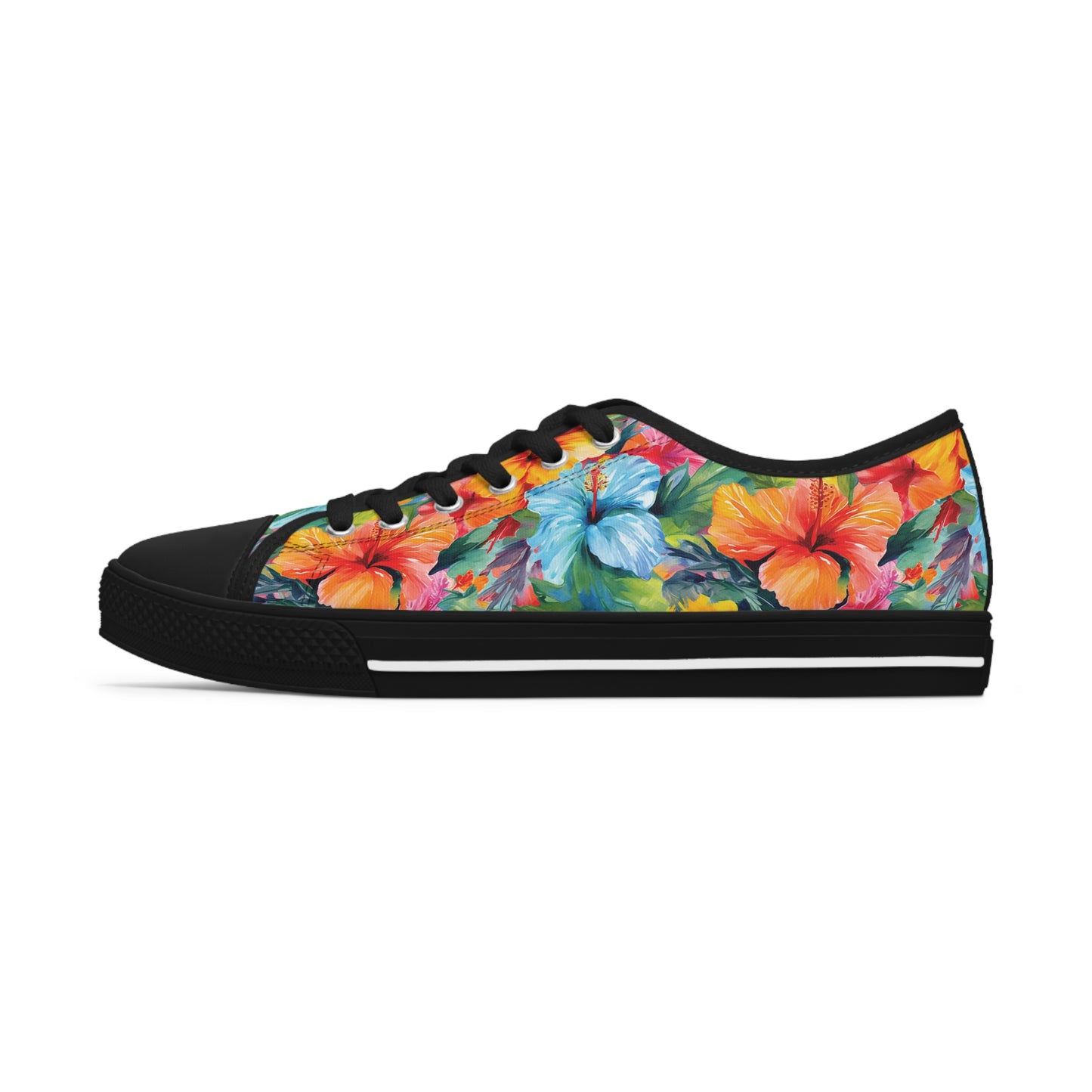 Watercolor Hibiscus (Light #3) Women's Low Top Sneakers