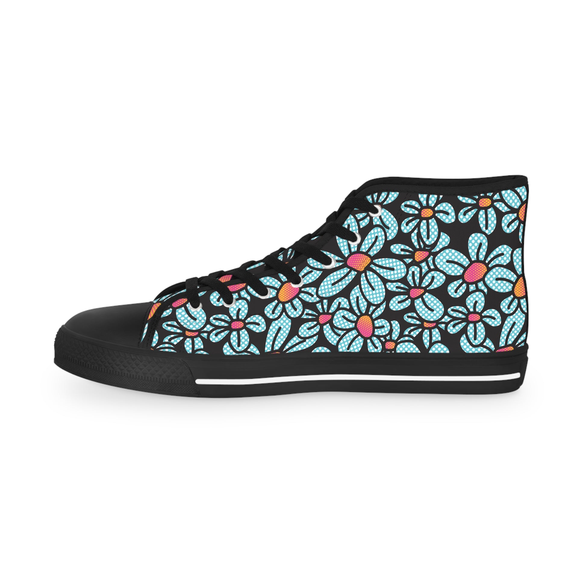 Flower Pop! Black Men's High-Top Sneakers by Studio Ten Design