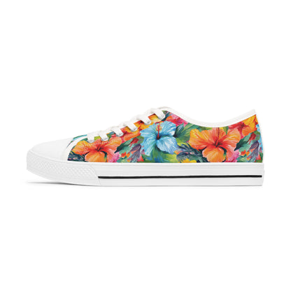 Watercolor Hibiscus (Light #3) Women's Low Top Sneakers