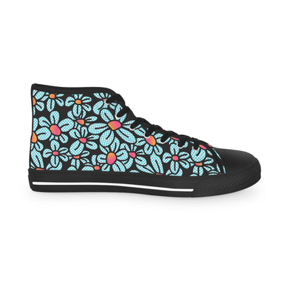 Flower Pop! Black Men's High-Top Sneakers by Studio Ten Design