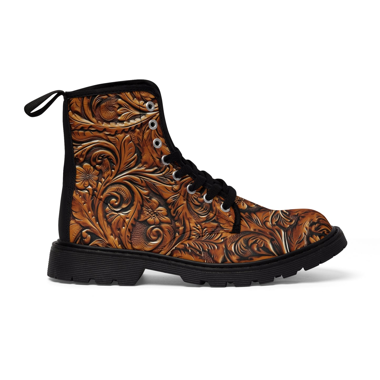 Tooled Leather Men's Canvas Boots (Black) by Studio Ten Design