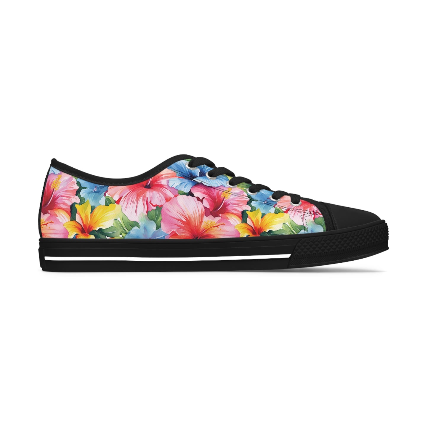 Watercolor Hibiscus (Light #1) Women's Low Top Sneakers