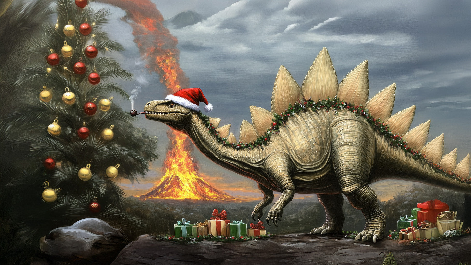 Stegosaurus Santa Prehistoric Christmas Card by Studio Ten Design