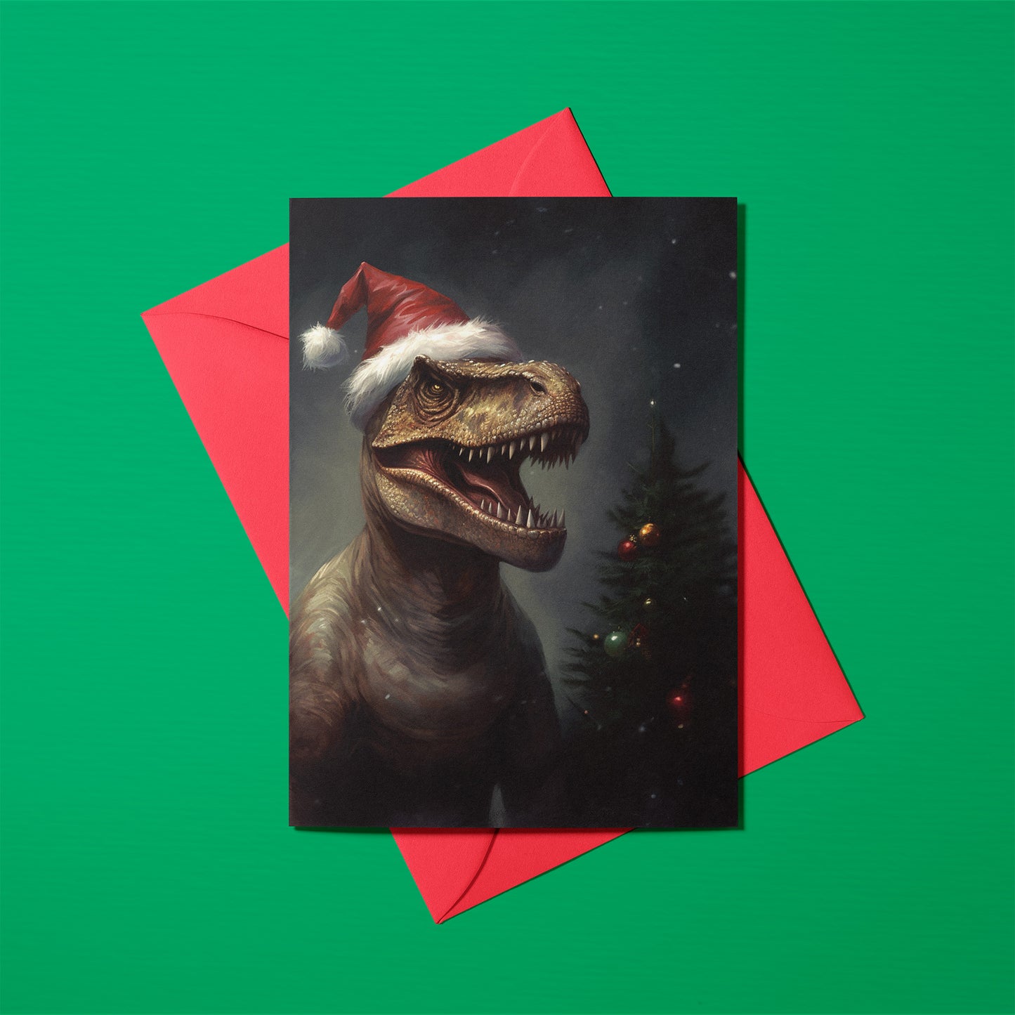 Prehistoric Christmas: T-Rex Santa Greeting Card