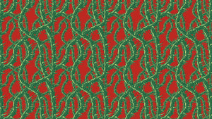 Thorns on a poppy red background, by Studio Ten Design.