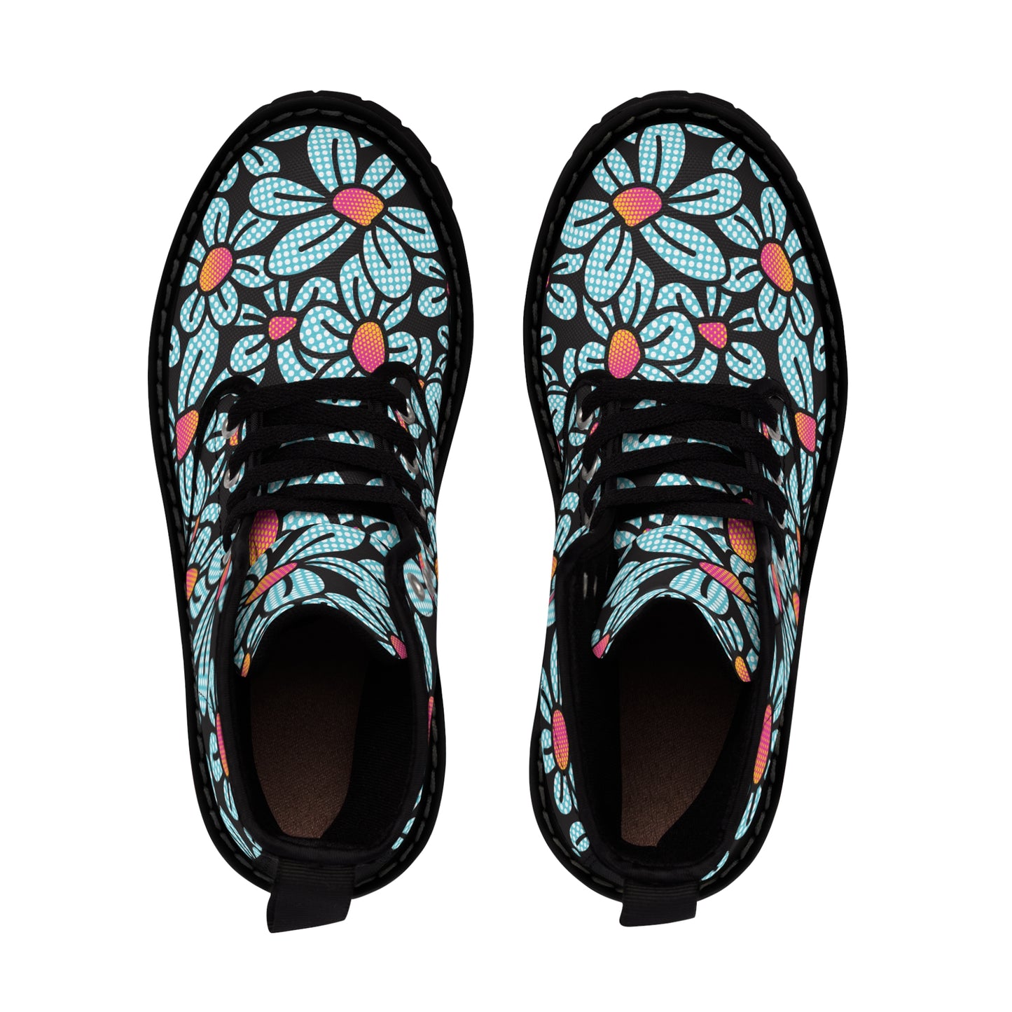 Flower Pop! Black Men's Canvas Boots by Studio Ten Design