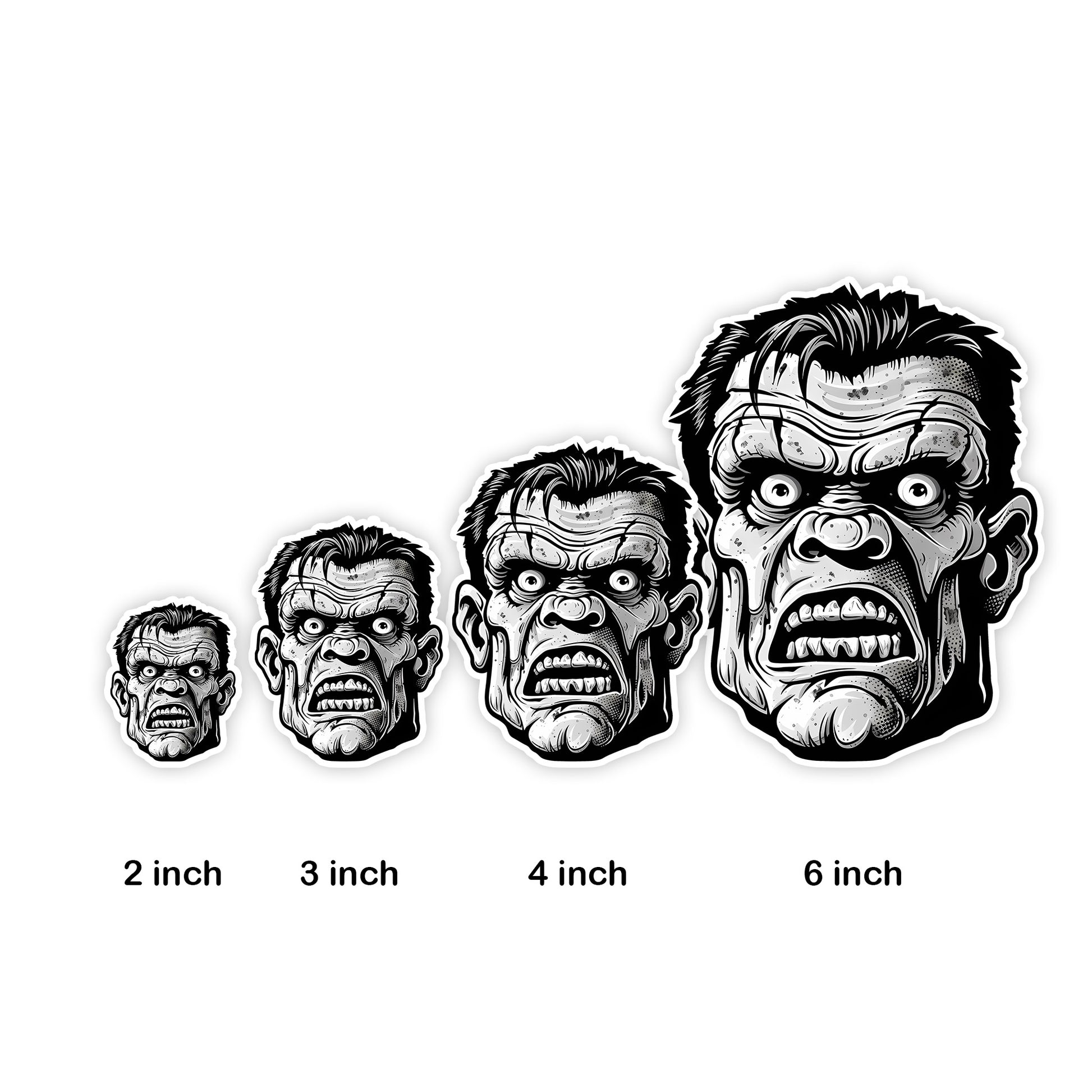 Tough Guy Black and White Classic Villain Movie Monster Kiss-Cut Sticker Sizes by Studio Ten Design