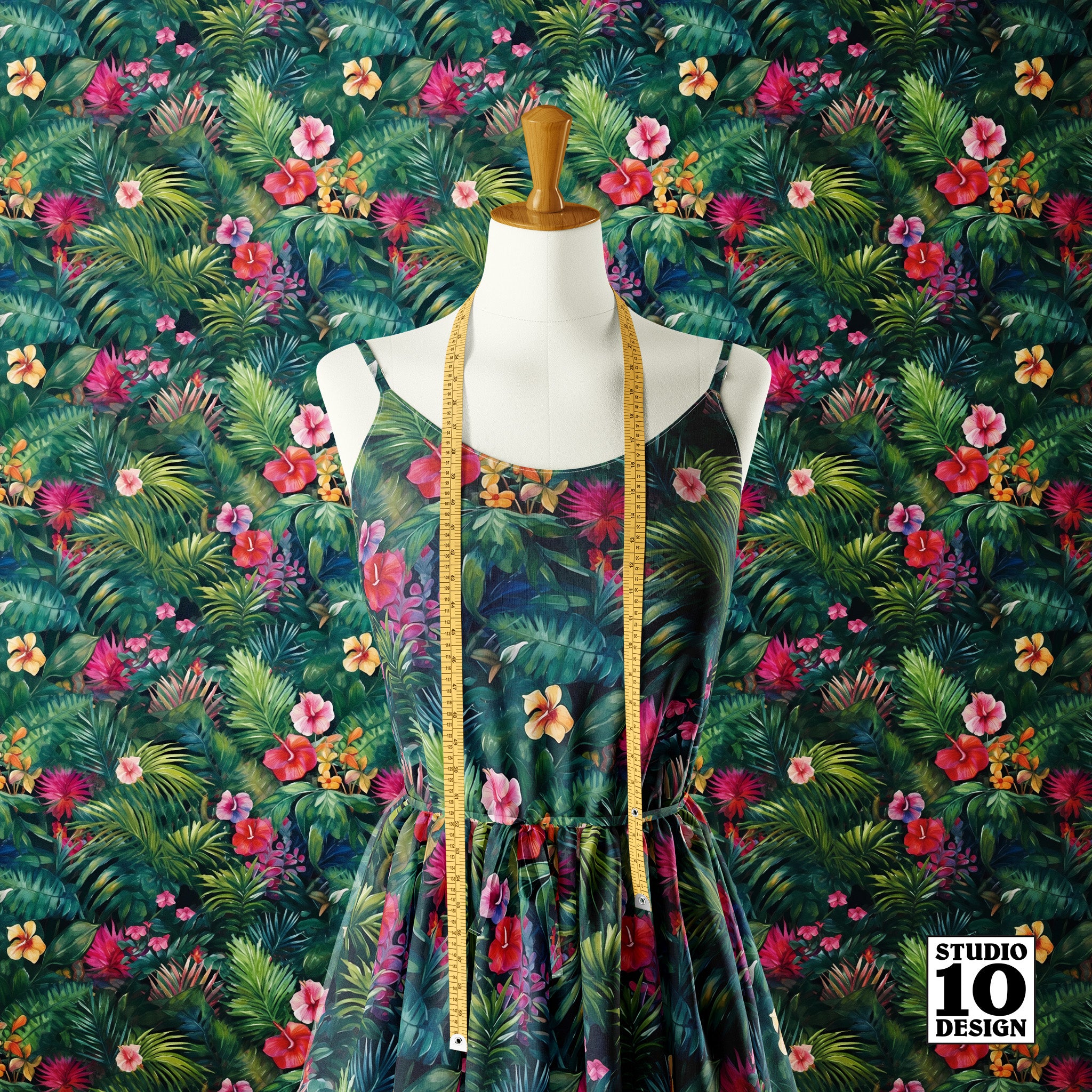 Tropical Jungle (Dark I) Wallpaper & Fabric - Studio Ten Design