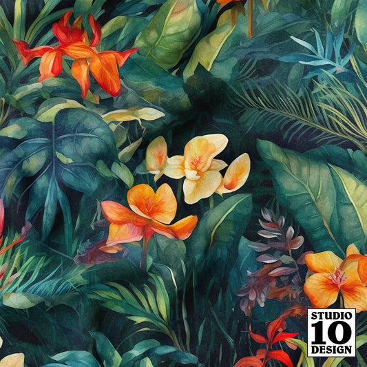 Tropical Jungle (Dark 2) Printed Fabric by Studio Ten Design
