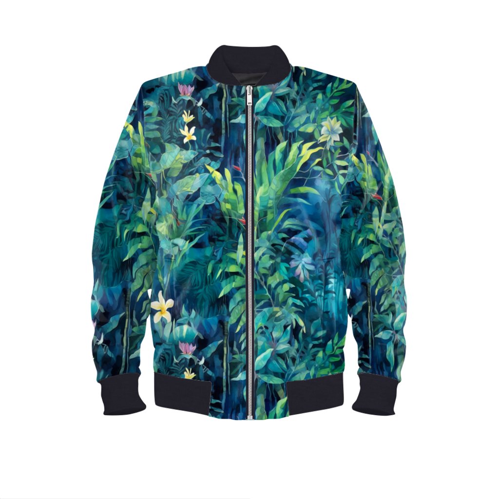 Tropical Jungle (Night 1) Womens Bomber Jacket by Studio Ten Design